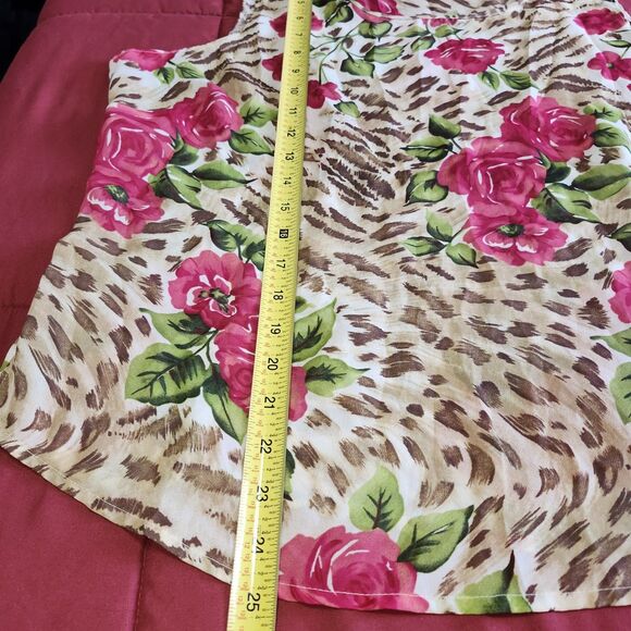 Notations Floral Leopard Print Sleeveless Tank Top Blouse XL Brown Pink - Picture 7 of 8